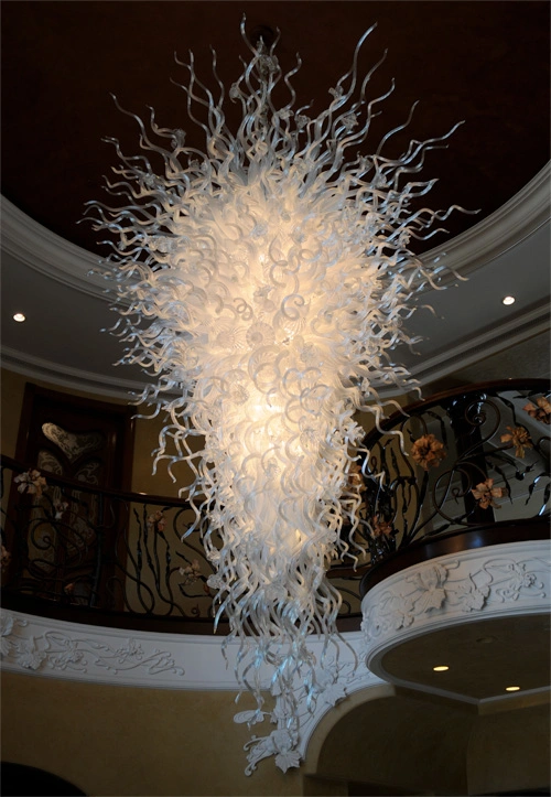 Modern White Stained Glass Chandelier Custom Streamer Lighting Tree Art Pendant Lamp for Hallway Hotel Living Room